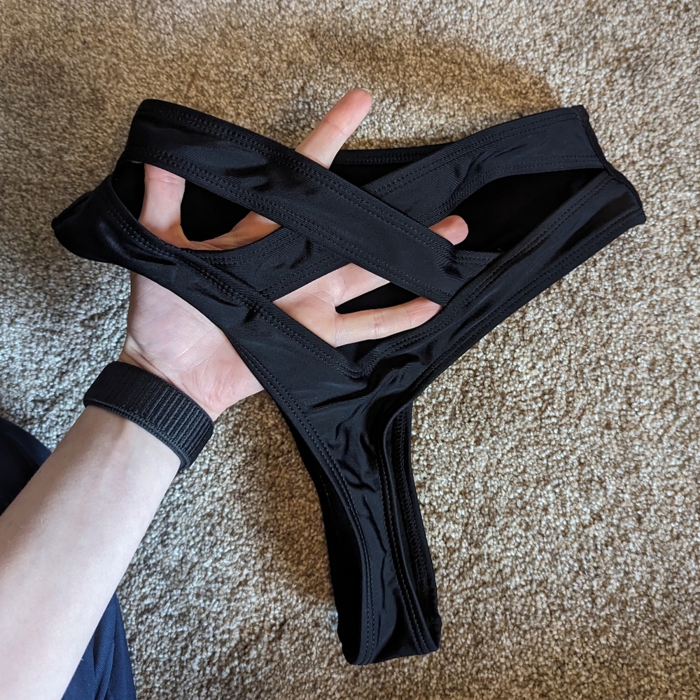 High waist swimsuit bottom cheeky thong